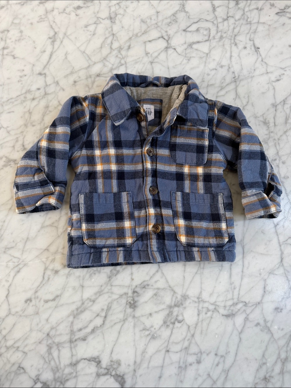 GAP 12-18 MoPlaid Button-Down Kids Shirt Jacket Shacket Jersey Lined